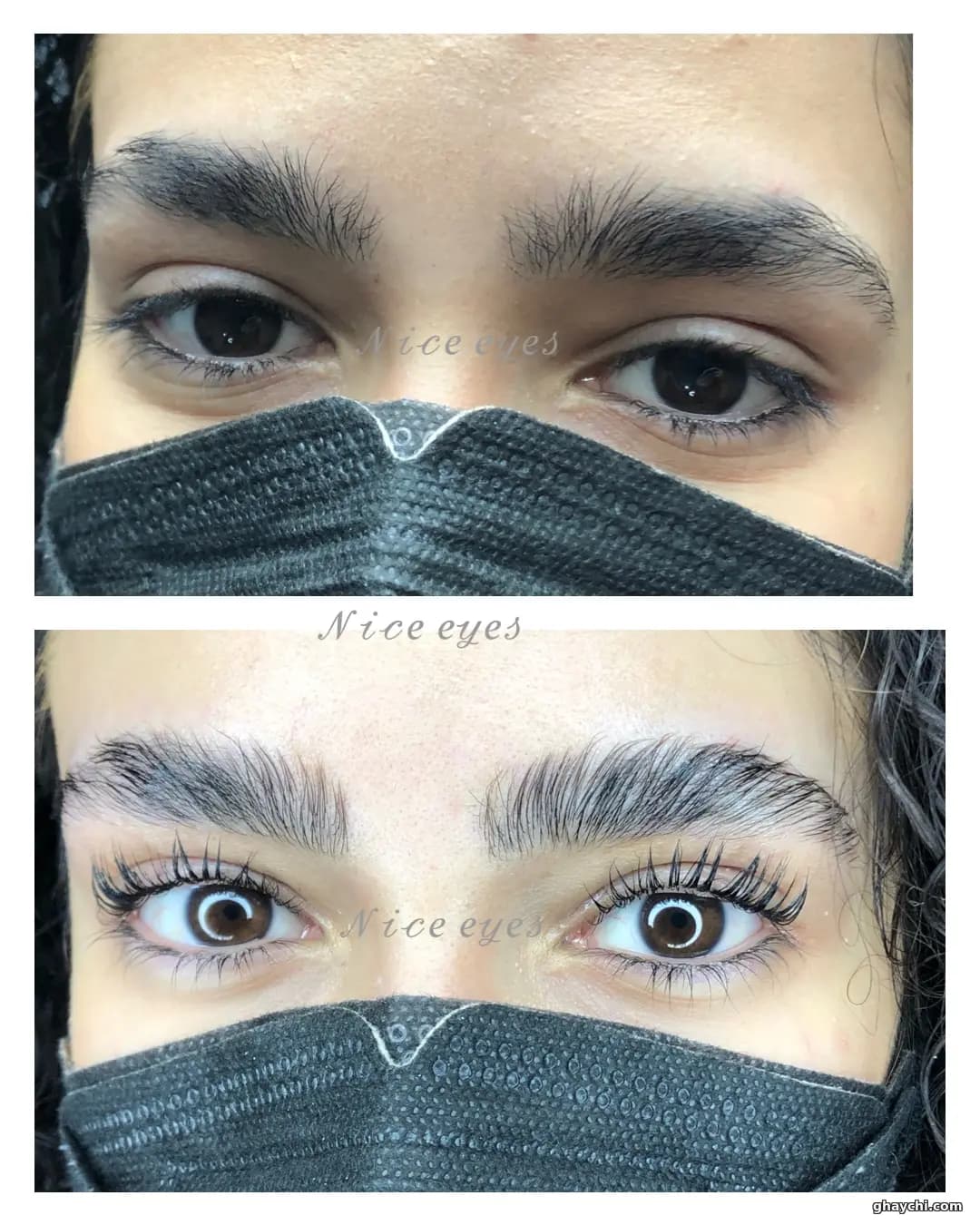 نمونه کار مژه — لیفت مژه قبل و بعد زنانه در خیابان نصرت، تهران — الهه کریمی